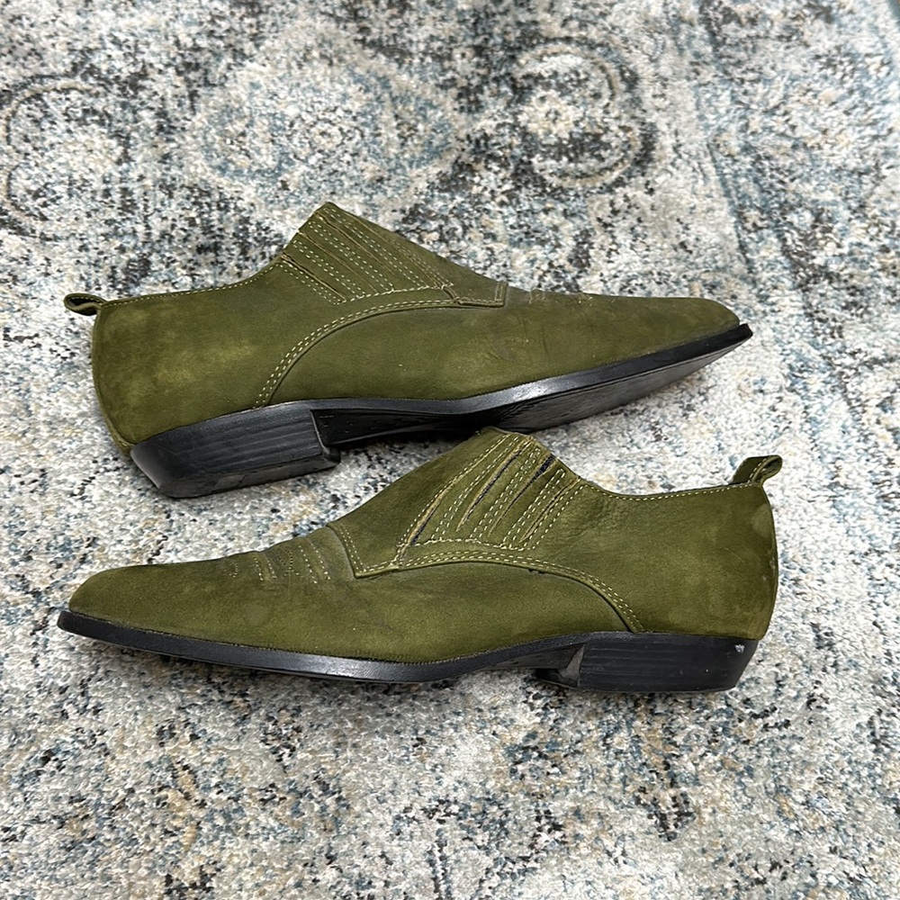 Brass plum shoes green western Moses booties